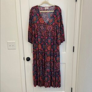 NATURAL LIFE Colorful Floral Long Sleeve Dress